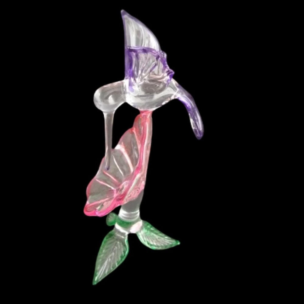 glass hummingbird figurine sweet and delicate approx. 4" tall